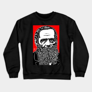 FYODOR DOSTOYEVSKY ink and acrylic portrait Crewneck Sweatshirt